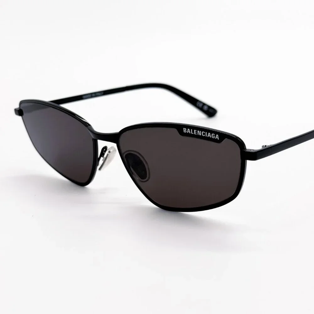 NEW BALENCIAGA BB0277S 001 SUNGLASSES UNISEX BLACK GREY OVAL EYEWEAR